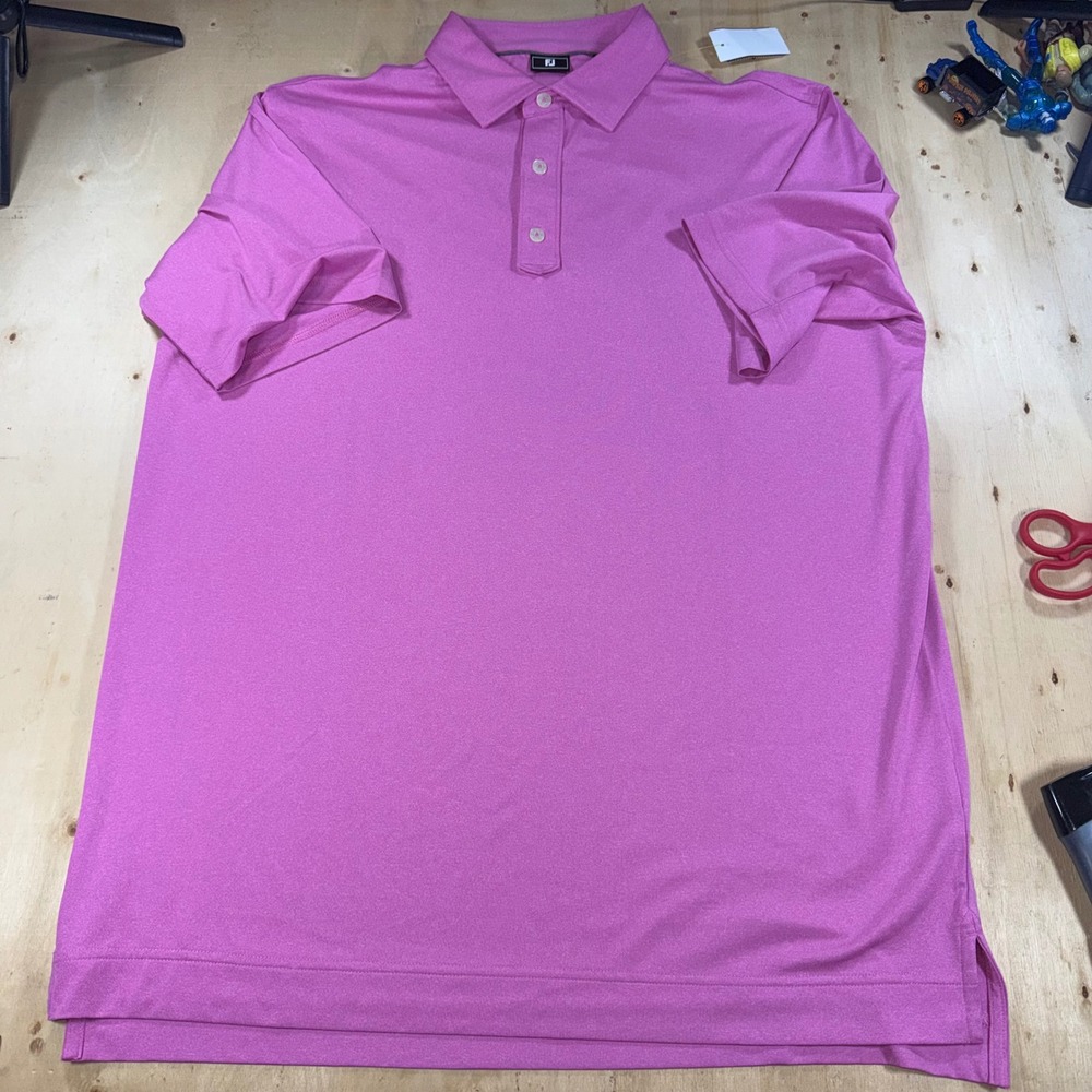 FootJoy ProDry Mens L Golf Polo Shirt Pink Performance Short Sleeve FJ